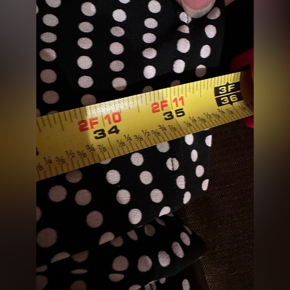 London Times Black & White Polkadots Midi Short Sleeves Empire Dress Waist SZ 8 - Picture 8 of 11